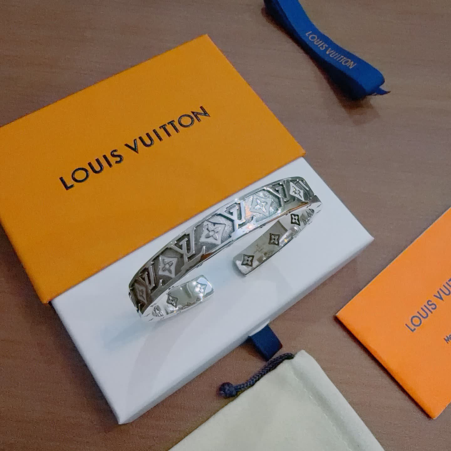 Louis Vuitton Silver Monogram Bracelet